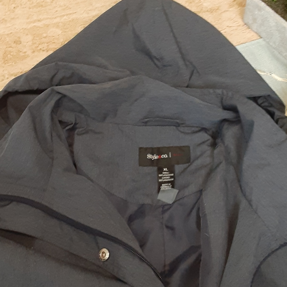 Grayish blue raincoat